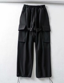 Fashion Black Thick Multi-pocket Lace-up Pants
