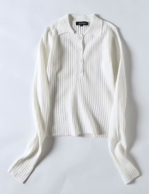 Fashion White Lapel Knit Sweater