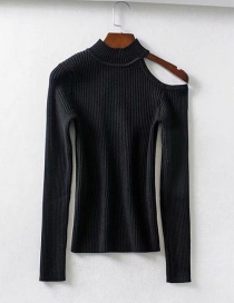 Fashion Black Single Shoulder Sweater Sweater