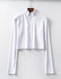 Fashion White Zippered T-shirt
