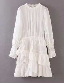 Fashion White Lace Openwork Stitching Fishtail Dress
