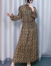 Fashion Khaki Geometric Lace Print Dress