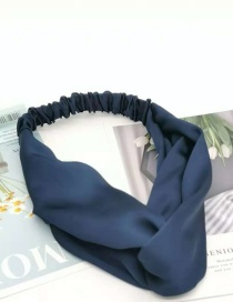 Fashion Navy Blue Satin Cross Hair Band Fabric Satin Cross Bow Headband