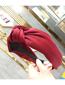 Fashion Red Wine Wide-brimmed Fabric Knotted Headband