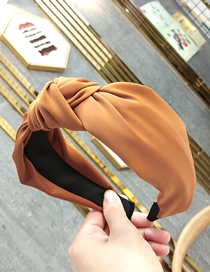 Fashion Brown Wide-brimmed Fabric Knotted Headband