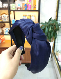 Fashion Navy Wide-brimmed Fabric Knotted Headband