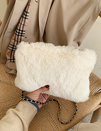 Fashion White Plush Chain Shoulder Messenger Bag