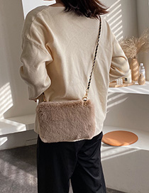 Fashion Khaki Plush Chain Shoulder Messenger Bag