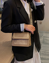 Fashion Khaki Wide Shoulder Strap Contrast Shoulder Crossbody Bag