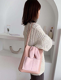 Fashion Pink Plush Contrast Shoulder Crossbody Bag
