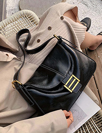 Fashion Black Embroidered Thread Lock Single Shoulder Messenger Bag