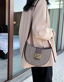 Fashion Brown Wide Shoulder Strap Contrast Shoulder Crossbody Bag