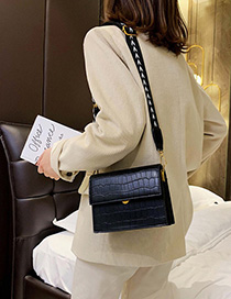 Fashion Black Stone Pattern Wide Shoulder Strap Shoulder Messenger Bag