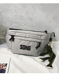 Fashion Gray Letter Embroidery Crossbody Chest Bag