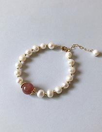 Fashion Gold Natural Freshwater Pearl Strawberry Crystal Pearl Bracelet