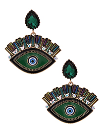 Fashion Green Alloy Diamond Eye Studs
