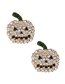 Fashion White Alloy Studded Pumpkin Stud Earrings