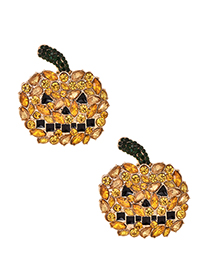 Fashion Yellow Alloy Studded Pumpkin Stud Earrings