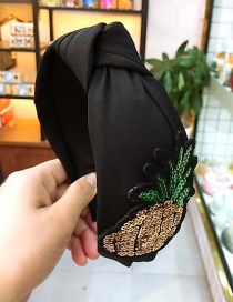 Fashion Black Wide-brimmed Fruit Fabric Knotted Hairpin Sequin Headband