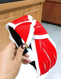 Fashion Red And White Knotted Headband Wide-brimmed Color Matching Knotted Woolen Headband