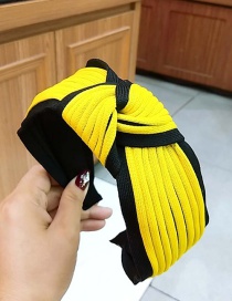 Fashion Yellow Plus Black Knotted Headband Wide-brimmed Color Matching Knotted Woolen Headband