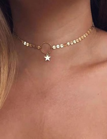 Fashion Gold Chain Sequined Five-pointed Star Necklace