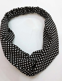 Fashion Black Wave Point Cross Hair Band Polka-knotted Wide-breasted Cross-headband