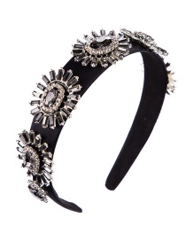 Fashion Black Diamond Flower Wide-brimmed Headband