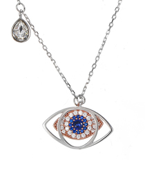 Fashion Silver  Silver Eye Blue Crystal Necklace