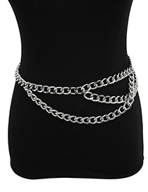 Fashion White K Geometric Thick Chain Cross Tassel Waist Chain