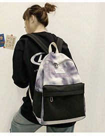 Fashion Black Contrast Stitching Labeling Backpack