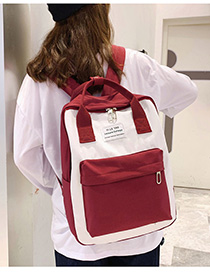 Fashion Red Contrast Stitching Backpack