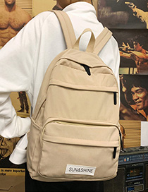 Fashion Khaki Labeled Backpack