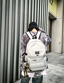 Fashion Gray + Pendant Contrast Stitching Letter Print Backpack