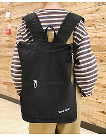 Fashion Black Letter Embroidery Backpack