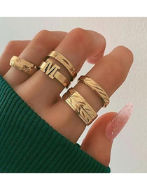 Fashion Gold Geometric Letter M Alloy Branch Ring Set Of 5