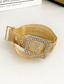 Fashion Gold Alloy Diamond Square Belt