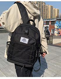 Fashion Black Labeled Mesh Cloth Stitching Backpack