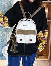 Fashion White + Pendant Canvas Backpack