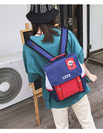 Fashion Blue Red Child Contrast Flip Canvas Shoulder Bag