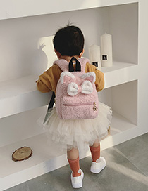 Fashion Pink Cartoon Cat Bow Plush Children's Backpack