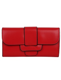 Fashion Red 3 Fold Long Belt Buckle Oil Side Change Clip 2 Piece Set