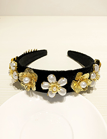 Fashion Black Resin Alloy Pearl Flower Headband