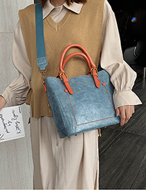 Fashion Blue Broadband Contrast Shoulder Messenger Bag