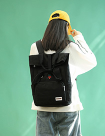 Fashion Black Cartoon Embroidered Contrast Ribbon Backpack