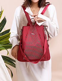 Fashion Red Rivet Shoulder Bag