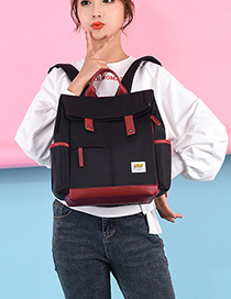 Fashion Black Labeled Contrast Backpack
