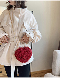 Fashion Red Plush Chain Heart-shaped Hand Shoulder Shoulder Bag