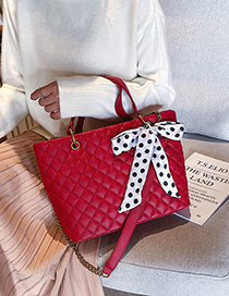 Fashion Red Lingge Chain Scarf Single Shoulder Messenger Handbag