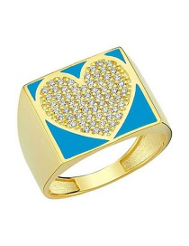 Fashion Blue Love Gold-plated Oil-loving Closed Ring
